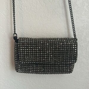 NWOT crystal rhinestone black chain strap mini purse